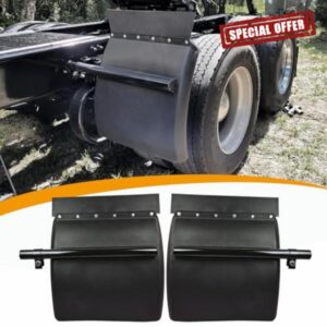 GaeaAuto 24"x24" Black Poly Quarter Fender Set 1/4 Plastic Fenders Mud Flap Hangers Bracket fit for Semi Truck