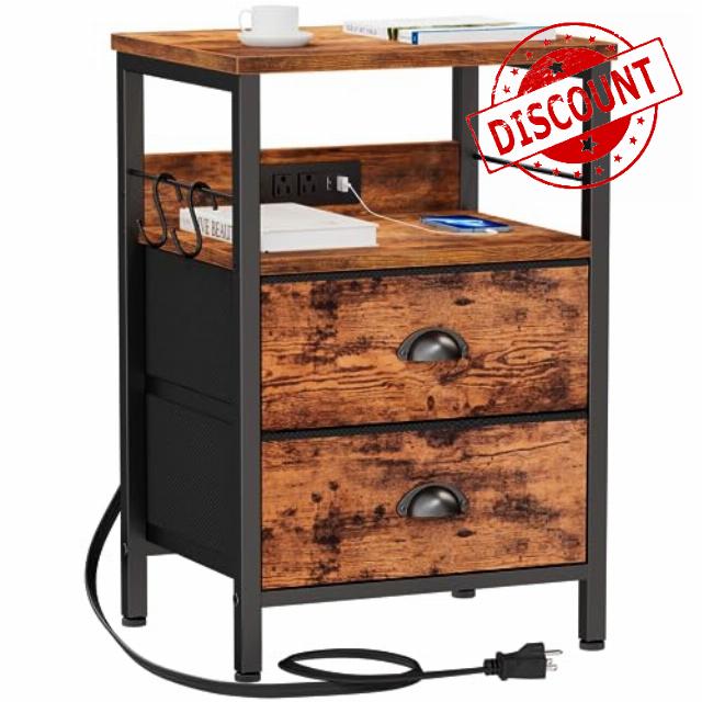 Furologee End Table with Charging Station
