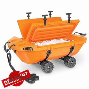 Cuddy Crawler Cooler with Wheels – 40 QT Amphibious Floating Cooler and Dry Storage Vessel - Orange