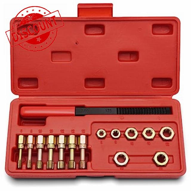 15PCS Metric Thread Repair Kit with Thread Cleaning Tool