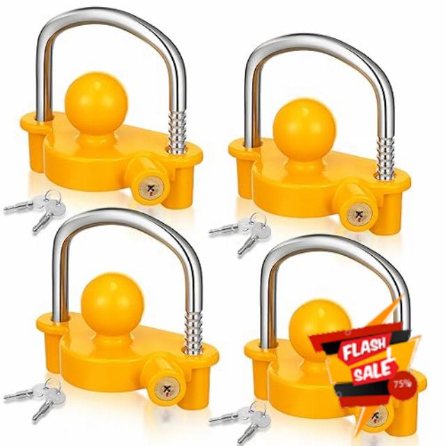 Gisafai 4 Pcs Trailer Hitch Locks Keyed Alike Universal Trailer Lock Fits 1-7/8"