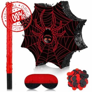 Wettarn Halloween Pinata with Stick Blindfold Confetti Themed Pinata Fillable Halloween Birthday Party Decorations for Photo Prop Candy Treat