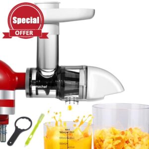 Masticating Juicer Attachment，AMZCHEF Juicer Atttachment for KitchenAid All Models Stand Mixers，Slow Juicer Attachment，Random shipment in white or black