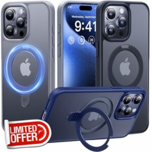 CASEKOO Designed for iPhone 15 Pro Case with Magnetic Invisible Stand [Military Drop Protection] [Compatible with MagSafe] Shockproof Slim Translucent Phone Case 6.1'' 2023