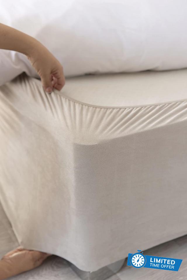 Box Spring Cover - Faux Suede & Stretch Wrap Around 4 Sides Bed Skirt - Transform Your Bed (Linen
