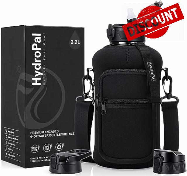 Half Gallon Water Bottle with Storage Sleeve