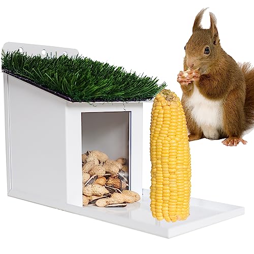 Metal Squirrel Feeder Box with Turf Roof