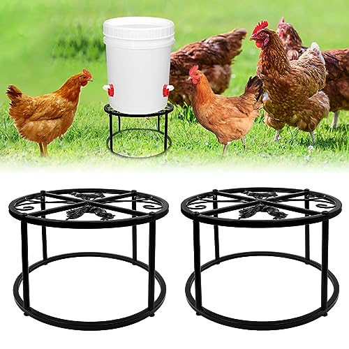 Heavy Duty Round Iron Supports Rack for Buckets Barrels Equipped Installed with Feeder Waterer Port