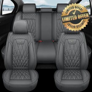O2MAT 5pcs Car Seat Covers Full Set with Waterproof Leather