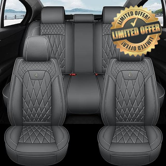 O2MAT 5pcs Car Seat Covers Full Set with Waterproof Leather