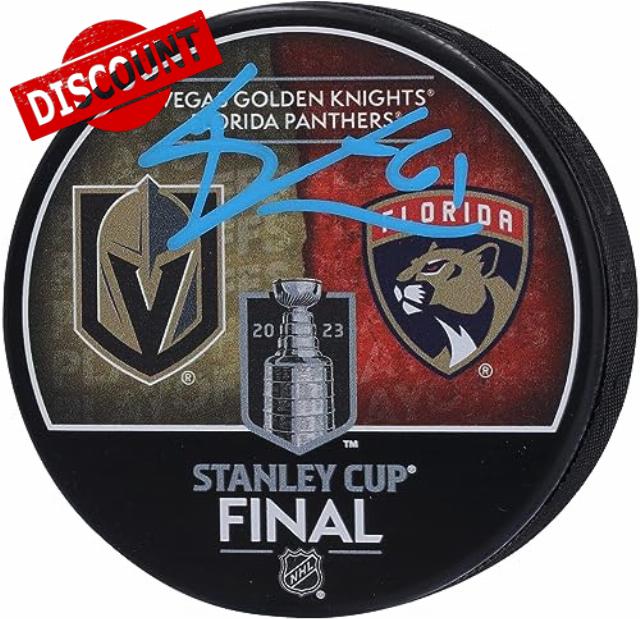 Mark Stone Vegas Golden Knights Autographed 2023 Stanley Cup Final Matchup Hockey Puck - Autographed NHL Pucks