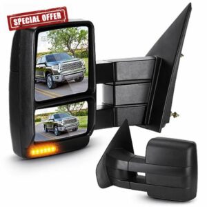 Towing Mirrors for Ford F-150 2004 2005 2006 Power Heated with Turn Signal Manual Folding Telescoping (1 Pair)