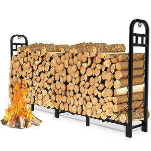 Fire Wood Holder Metal Lumber Storage Carrier Firewood Log Rack Stand Stacker for Patio Porch Black