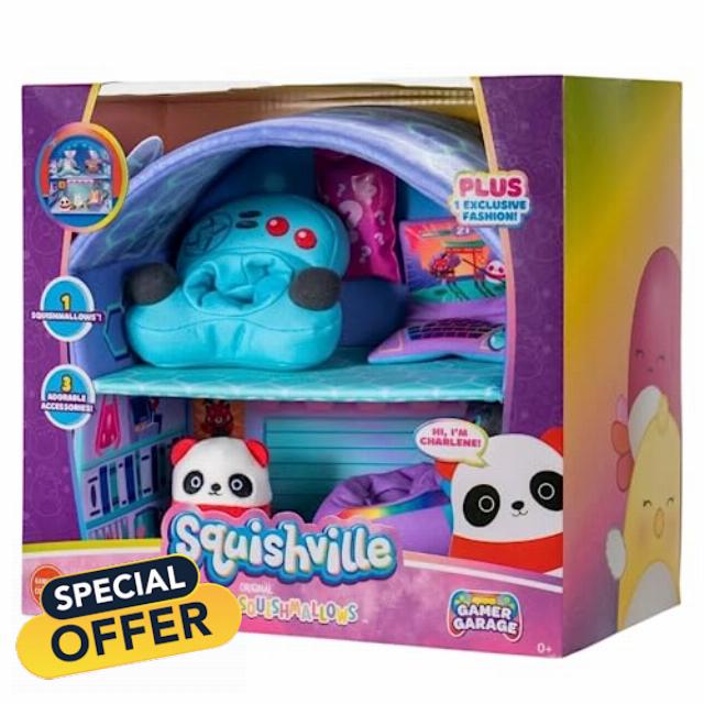 Official Kellytoy Squishville Original Gamer Garage - Charlene - Squish Into Gaming Chair and Controller Couch - Eat