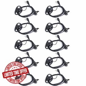 Case of 10 Walkie Talkies Earpiece with Mic - 2 Pin D-Type Headset