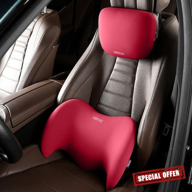 Sucroddy Car headrest and Lumbar Support Cushion Kit for Car Seats or Office Chairs
