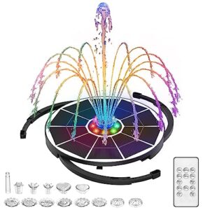 Remote Control Solar Bird Bath Fountain with 8 Nozzles and Bracket