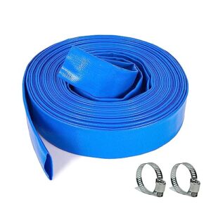 Lay flat hose Pool discharge backwash hose for swimming pool with 2 clamps (1.5inch X 25FT)