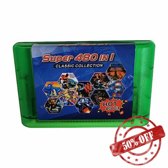 480in1 Game Cartridge for Sega - Genesis 16 bit Game Card Classic Collection (Transparent Green)