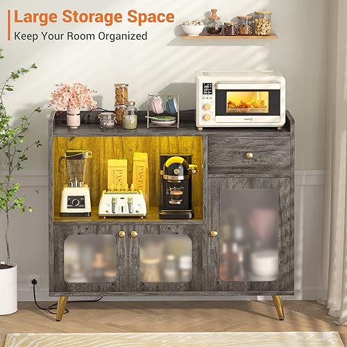 Large Bar Cart Accent Buffet Cabinet with Door for Bedroom