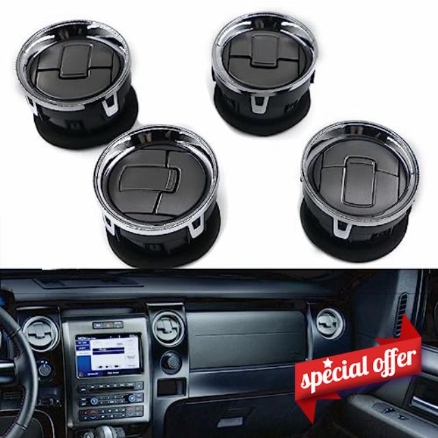 Front Interior Dashboard Louvres Chrome AC Heater Air Vent for Ford F150 Lobo 09-14 Replaces 9L3Z-19893-CA