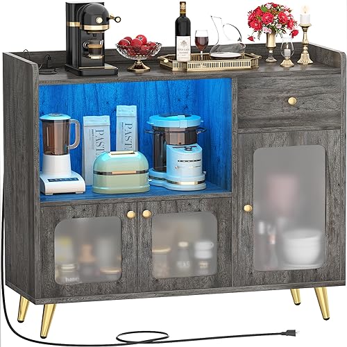 Kitchen Storage Cabinet with LED Lights