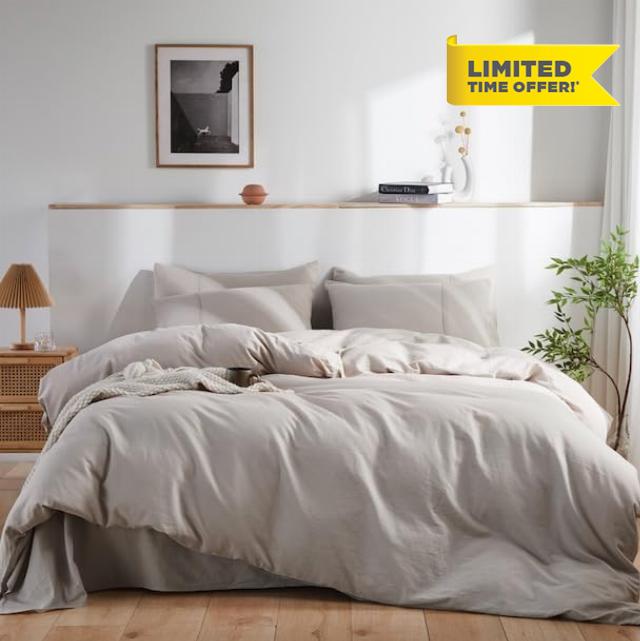 Delynvan 100% Linen Duvet Cover Set King Size - Pure Linen Duvet Cover King Comforter Set Cooling Soft Breathable Farmhouse Style with Zipper