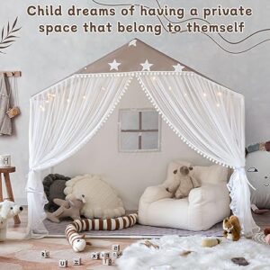 Large Playhouse Tent with Pompoms Door Curtains