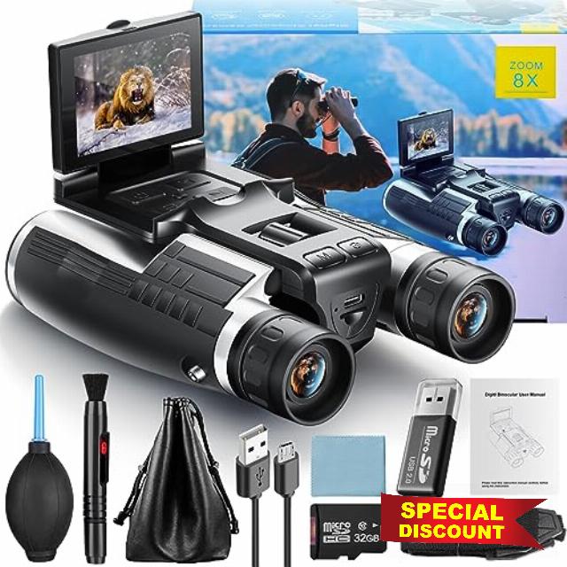 Digital Binoculars with Built-in 40MP Camera: 10x Optical & 8X Digital Zoom