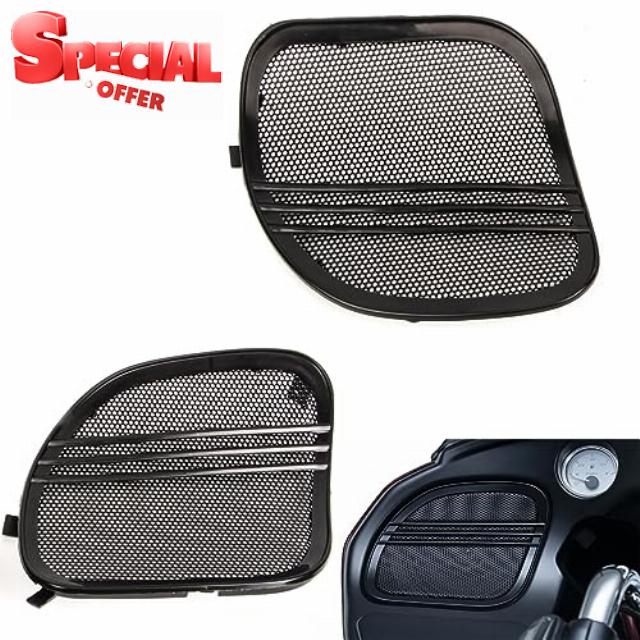 BRZOXIN Front Speaker Grills for Harley Road Glide (Black)
