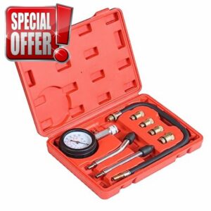 Jack Boss Compression Tester 8pcs Engine Cylinder Pressure Gauge Test Kit with Portable Storage Case
