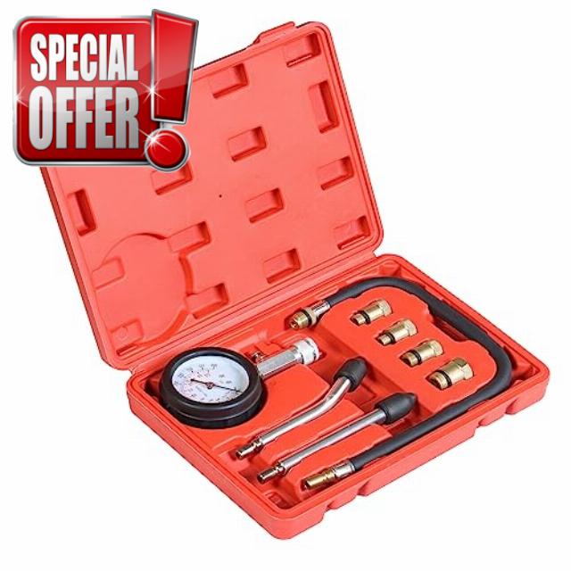 Jack Boss Compression Tester 8pcs Engine Cylinder Pressure Gauge Test Kit with Portable Storage Case