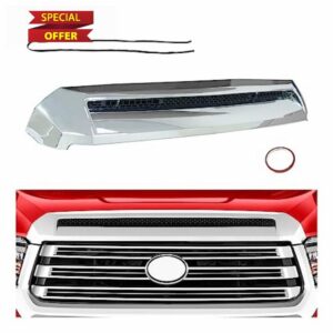Tundra Front Upper Hood Bulge Molding - Chrome Front Upper Hood Bulge Molding Grille Trim Compatible With 2014-2021 To-yo-ta Tundra