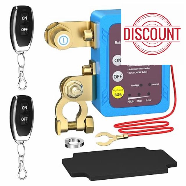 RVBOATPAT Remote Battery Disconnect Switch 12V 240A Kill Switch Automatic Power Shut Off Switch Remote Control Switch for Auto Car Truck Boat