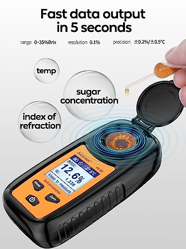 Brix Meter Automatic Temperature Compensation Brix Refractometer Range 0-35%,±0.2% Precision