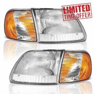 WEELMOTO Headlights Assembly for 1997-2003 F150 / 1997-2002 Ford Expedition / 1998-1999 F250 Selected Models