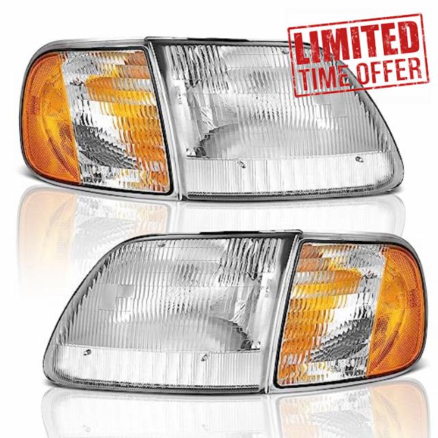 WEELMOTO Headlights Assembly for 1997-2003 F150 / 1997-2002 Ford Expedition / 1998-1999 F250 Selected Models