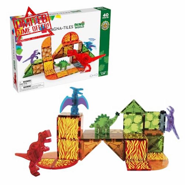 MAGNA-TILES Dino World 40-Piece Magnetic Construction Set