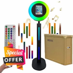 ZLPOWER Photo Booth for iPad 10.2" 10.9" 11" 12.9" Shell Stand APP Control RGB Ring Light Music Sync Light Box Selfie Machine Detachable Photobooth Machine for Wedding Halloween Christmas Rental
