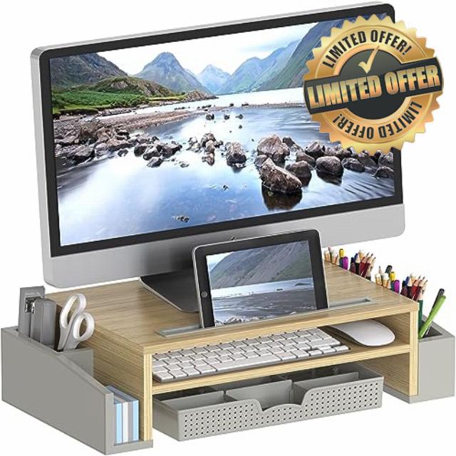Simple Houseware Desk Monitor Stand Riser with Adjustable Organizer tray