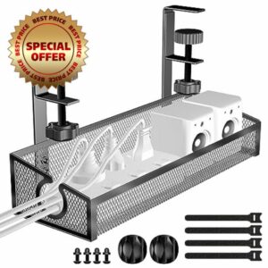 Cable Management Under Desk Tray Black