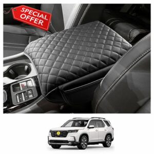 CDEFG 2023 Pilot Center Console Cover for 2023 Honda Pilot Armrest Cover Center Console Lid Pad Arm Rest Cushion Consola Central Cover para 2023 Pilot Accessories (Thicken Pad w/ 2-Pockets)