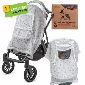 Curl Up Muslin Baby Car Seat Cover & Stroller Cover: 100% Organic Cotton Breathable Infant Carseat Cover for Boys & Girls