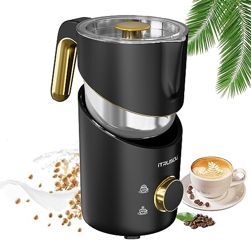 Hot Cold Milk Warmer Frothers Steamer Foam Maker (Black + Gold)