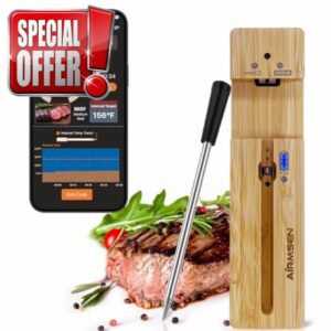 AIRMSEN Wireless Meat Thermometer for Grilling Smoker Oven Cooking Kitchen