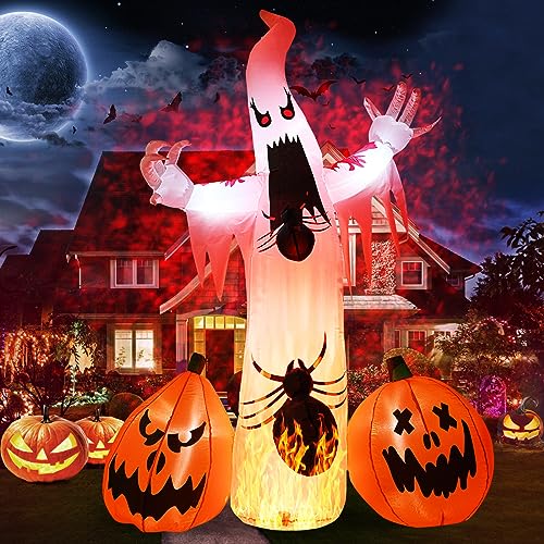 Blow Up Yard Inflatables with Pumpkin Spider for Outside Halloween Patio Party Garden Decorations