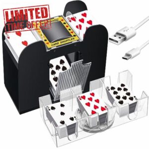 Aoriher Electric Automatic Card Shuffler with Revolving Canasta Playing Card Tray Set