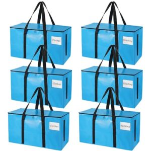 6 Pack Blue Storage Tote Bags for Moving