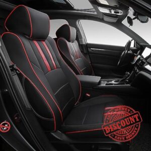 PTYYDS Fit 2018-2022 Honda Accord LX Seat Covers PU Leather Car Seat Covers for 2018 2019 2020 2021 2022 Honda Accord LX Accessories Full Set(S Black&Red)