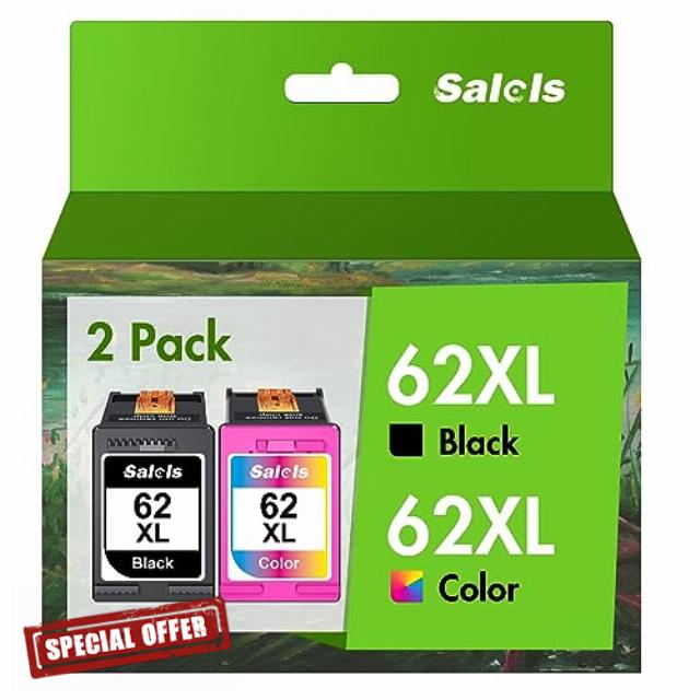 62XL Ink Cartridges Replacement for HP 62 Ink Cartridges Twin Pack for HP62 Genuine Black and Tri Colour 62 XL for HP Envy 5540 5640 5546 5544 5644 5541 5646 5542 OfficeJet 250 200 5740 5742